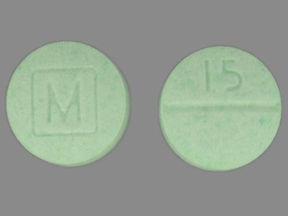 Generic Oxycodone 15 mg M 15 green round pill