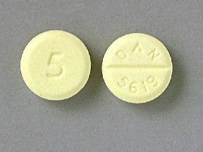 Generic Valium 5 mg DAN 5619 Yellow Round Pill